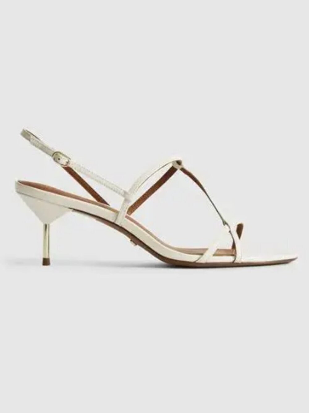 REISS  Brand New- Ophelia Leather Strappy Kitten Heels – White – Size 40 – NWT
